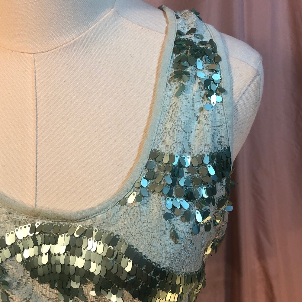 Rue21 Green Sequin Tank Top Size Medium Large - Picture 6 of 8